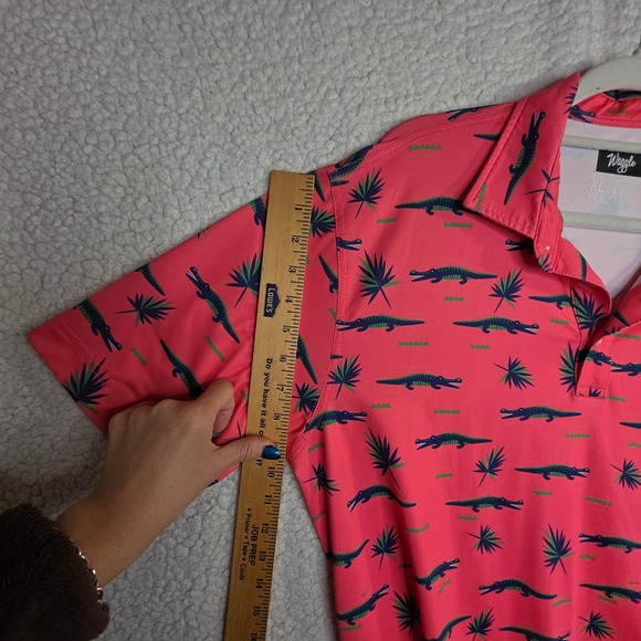 Waggle M"s XL Pink Alligator Palm Tree Golf Polo Shirt Unique Golf Outdoors Fun - Picture 5 of 16